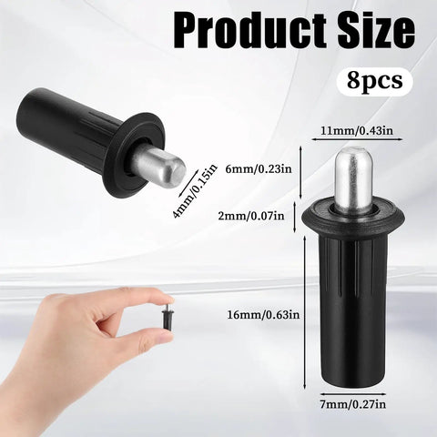 8 Piece Black Metal Cabinet Door Damper Pins Spring Loaded Telescopic Pivot Pins For Cabinet Doors And Shutters Furniture Repair