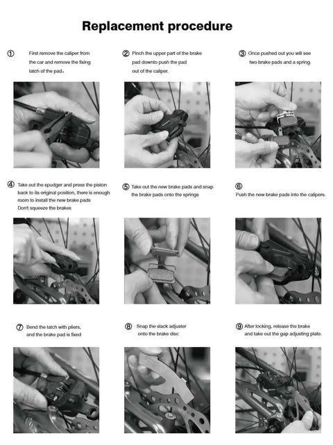 Step-by-step installation guide for Beefy Semi-Metallic Disc Brake Pads For Mountain Bikes With Resin And Kevlar Blend With Ceramic Powder.