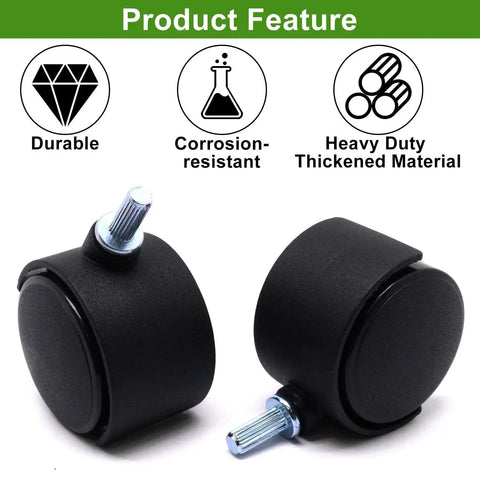 1.5 Inch Swivel Caster Wheels Set Of 4 For Furniture Tables Cabinets And Office Chairs With M6 Rod 15mm Black Nylon