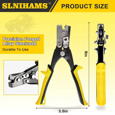 Snap Lock Punch Tool For Sheet Metal 9-Inch End Cap Crimper Front and Side View
