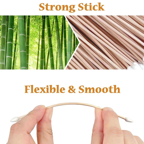 Double-Ended 6-Inch Bamboo Cotton Swabs For Cleaning Makeup And Electronics with flexible bamboo sticks and lint-free tips