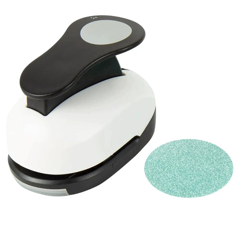 2 Inch Circle Hole Punch Cutter for Paper Circles Craft Punch shown with punched glittery circle