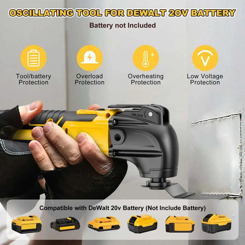 Cordless Oscillating Tool for Dewalt 20V Battery Bare Tool Synxiter Brand Six Variable Speed Brushless Motor in use cutting drywall