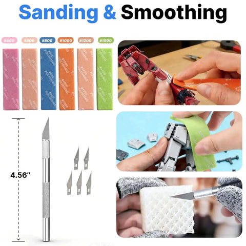 All In One 3D Printer Tools Kit for Beginners 40 Pcs FDM Printer Accessories Including sanding sponges and engraving knife