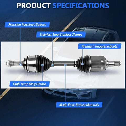 Beefy Front CV Axle Set For Toyota Camry 2007 To 2017 Avalon 2008 To 2016 And Lexus ES350 2007 To 2017 with specifications shown