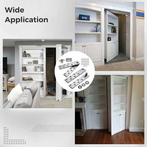 Wide application of 2 Pack Beefy Heavy Duty Pivot Hinges With Bearing Style Hidden Hardware For Murphy Bookshelf Doors.