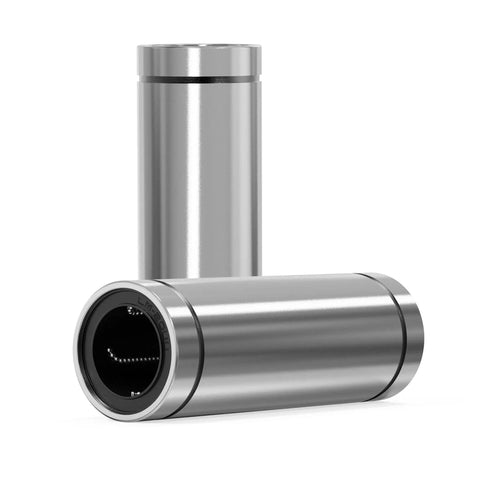 2 Pack LM10LUU linear ball bearings with 10mm bore, 19mm OD, 55mm length, double side rubber seals, steel construction.
