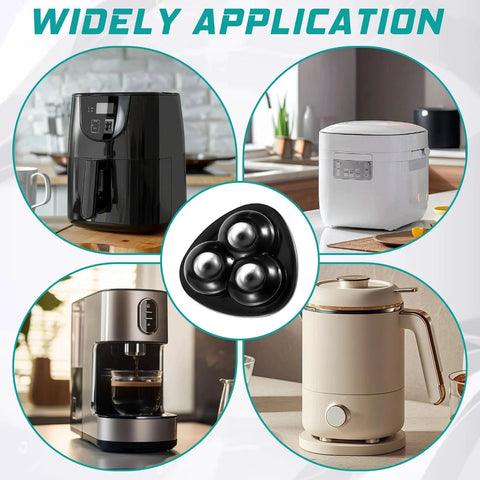 12 Pieces Self Adhesive Appliance Rollers With 360 Degree Rotation Caster Wheels showcasing use with small appliances like air fryer, rice cooker, coffee maker, kettle.