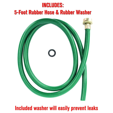 5 Foot Garden Dehumidifier Drain Hose With Green Rubber Finish, flexible 5 ft hose with washer for home or garden draining