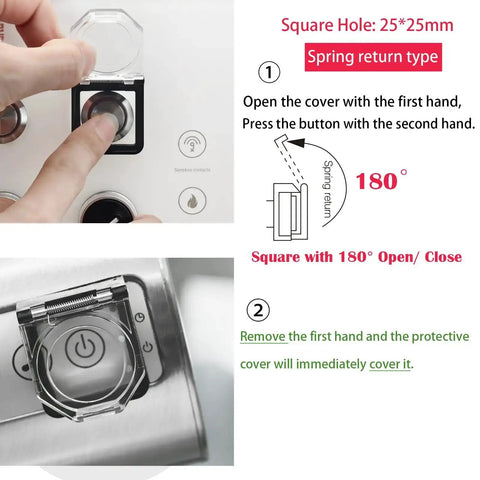 Demonstration of Two Pack Push Button Switch Cover Collision Resistant Dustproof Safety Protector For 39x34mm Square Mounting Hole Momentary Type