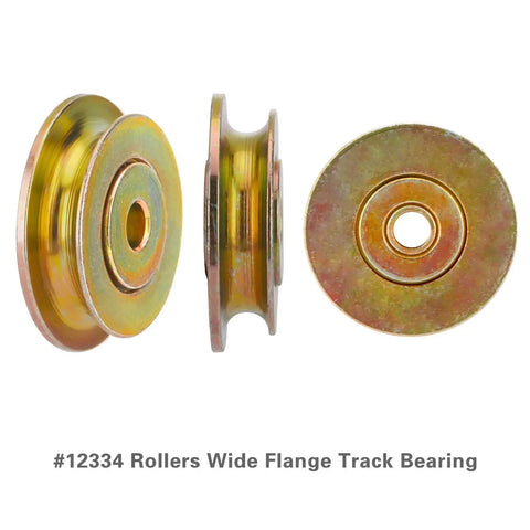 Cut-Off Flange Track Bearing Repair Kit For Siding Brake Tools, includes wide flange rollers 12334, three angles shown