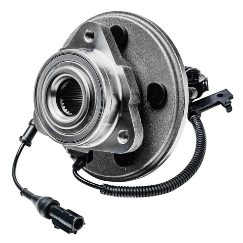 Front Wheel Bearing Hub Assembly 5 Lug For Ford Explorer 2006 2010 Explorer Sport Trac 2007 2010 Mercury Mountaineer 2006 2010 Front Left Or Right Replacement Bearing Hub Kit Built To Last OE Style, showing circular metal assembly with attached ABS sensor