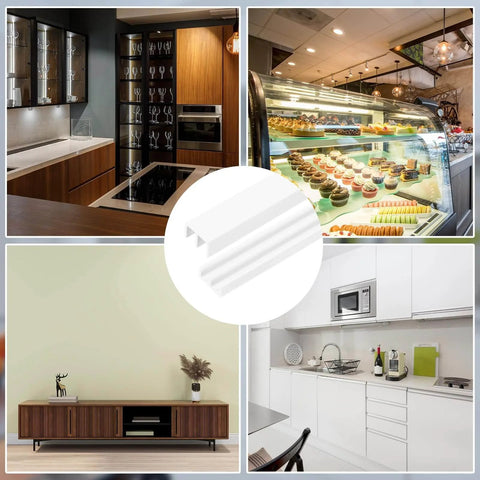 4-Piece Plastic Sliding Door Track Set For 1/4 Inch Panels, 2.3 Ft Long, White Upper And Lower Rails, Glass Cabinet use