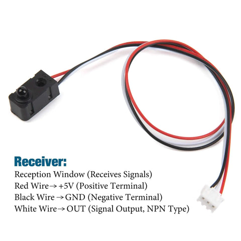 Receiver with wires for Five Piece Infrared Break Beam Sensor Kit With LEDs For Fast Counting And Distance Detection