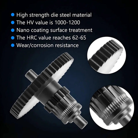 AD5M Extruder Gear Kit For Adventurer 5M Series Upgrade With Precision Molded Steel Gear, highlighting durability and treatment features