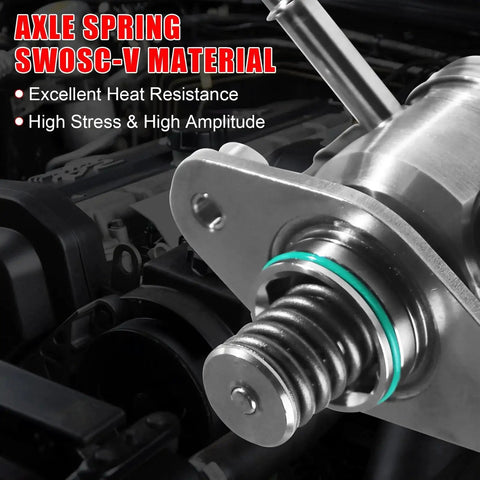 Close-up of Beefy High Pressure Fuel Pump With Seal Gasket And Bolt Kit For 2.4L GM Engines inside a vehicle engine bay