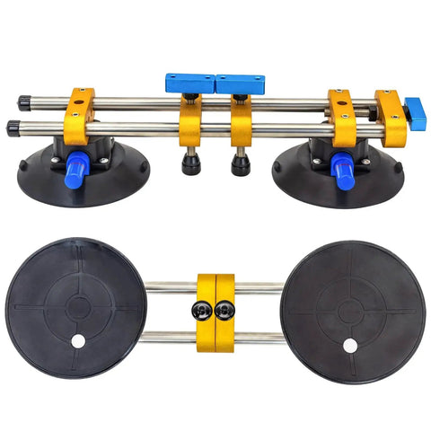 2 Pack 6 Inch Stone Seam Setter With Vacuum Cups For Seam Joining And Leveling, showing top view with dual cups and handles