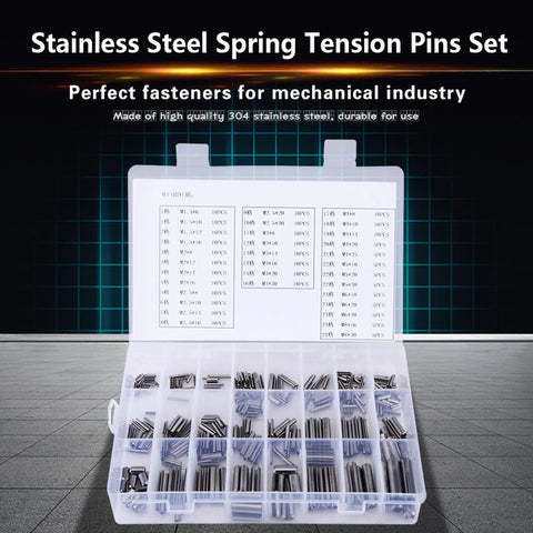 280 Piece Slotted Spring Pin Set Kit M1.5 To M8 Stainless Steel Dowel Roll Pins with Plastic Box Organizer for Home Improvement Auto Repair DIY Projects
