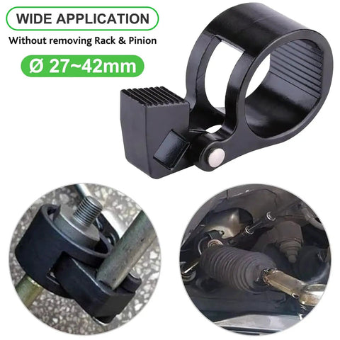 Inner Tie Rod Removal Tool Kit Three Eighths Low Profile Wrench showing attachments and usage on steering rack
