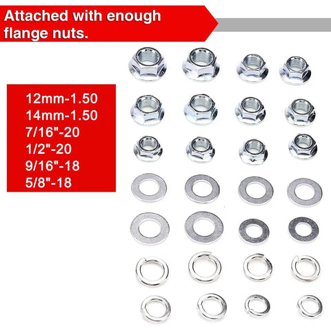 Various sizes of flange nuts and washers for Universal Wheel Bearing Hub Removal Tool For All Axle Bolt Hubs 5 Lug 6 Lug And 8 Lug
