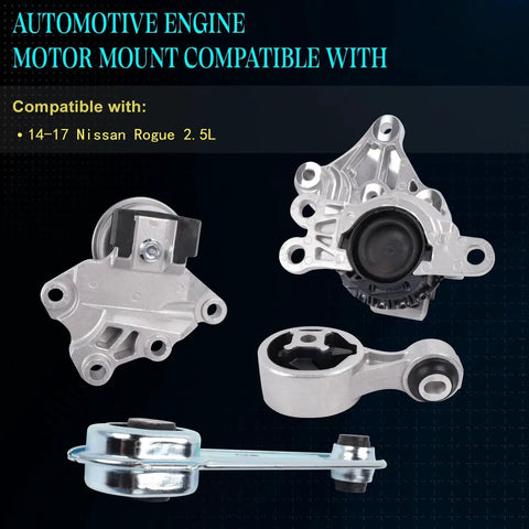 Nissan Rogue 2014 2015 2016 2017 2.5L Engine And Transmission Mount Set Four Piece Front Rear Left Right Replacement Kit