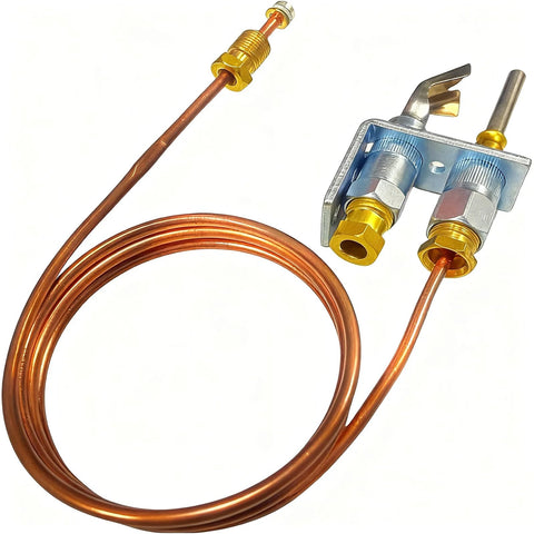 MCAMPAS Q314A4586 pilot burner with thermocouple kit, copper tube and brass fittings for gas furnaces
