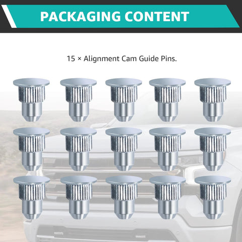 15 Pcs Camber Alignment Pin Set For Chevy Silverado Tahoe Suburban Avalanche Yukon Escalade GMC Sierra Savana Hummer H2 H3 Cam Guide Pins Replacement Kit, packaging content