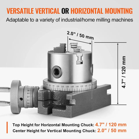 4 Inch Milling Rotary Table For Milling Machines Horizontal And Vertical Precision Indexing With 3 Jaw Chuck 80 Mm M10 T Bolts Nuts