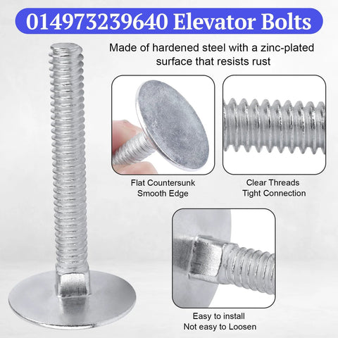 Elevator bolt, 1/4-20 x 2, zinc-plated with flat head and threaded shaft for garage hardware.
