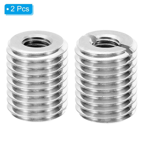 Two stainless steel thread adapters M20xM10, 25mm length, male-to-female reducer