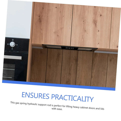 Heavy Duty Cabinet Hinge Lift Support Rod For Folding Lids With Soft Close installed on wooden kitchen cabinet for easy lid lifting.