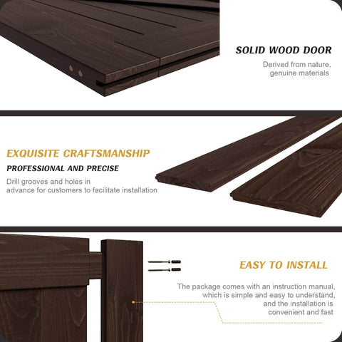 32 Inch By 84 Inch Brown Spruce Wood Barn Door With 5.5 Foot Hardware Track Kit Included Double Surface Easy Assembly K Frame Coffee Finish
