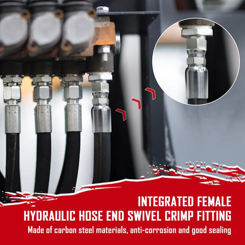Racewill 12-pack hydraulic hose end fittings, 1/2 in. I.D. to 1/2 in. JIC 37° female with protection cover