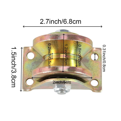 2 Inch V Groove Wheel Set For Sliding Gates, Electroplated 1045 Steel Heavy Duty Caster With V Shape Bracket, size dimensions