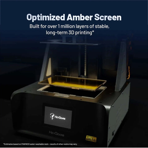 Beast Mode Resin 3D Printer with Amber Screen for ultra-fast 4.5s layer times and crisp 566:1 high contrast, front view.