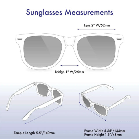 Sunglasses measurements for Polarized Sunglasses For Men And Women With UV400 Protection Retro Vintage 80S Style Shades, unisex fit.