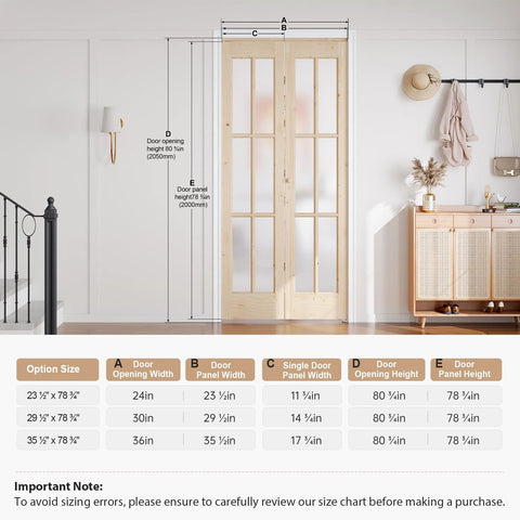 Double 30 By 80 Inch Bifold Barn Door With Tempered Frosted Glass And Solid Wood Space Saving Closet Door Kit shown installed