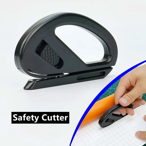 Safety cutter tool from Pro Grade Car Vinyl Wrap Tools Kit With Two Pairs Gloves, 4 Inch Felt Squeegee, Scraper, Edge Trimmer, Utility Film Knife, And Black Finish For Easy Window Tinting, Paint Protection, And Wrap Like A Boss Umaki