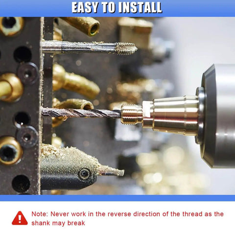 Close-up of drill using 30Pcs M6 x 1.0mm Thread Repair Inserts Kit For Auto Repair, Stainless Steel Helicoil Set.