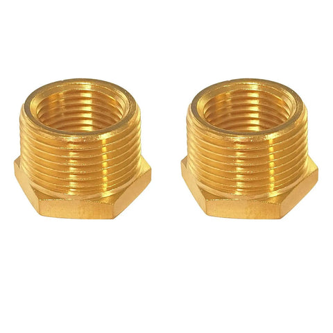 3/4 To 1/2 Brass NPT Pipe Fitting Reducer Adapter Male To Female Hex Bushing Connector Pack Of 2 For Plumbing Projects