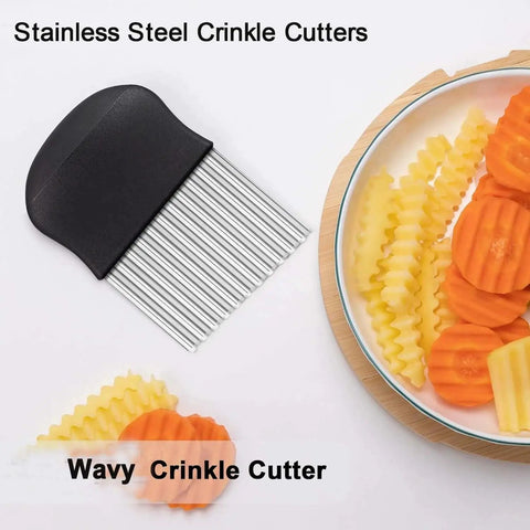 Stainless Steel Crinkle Cutter For Veggies And Potatoes Large Waffle Fry Slicer With Non Slip Ergonomic Handle Perfect For Restaurant Style Fries