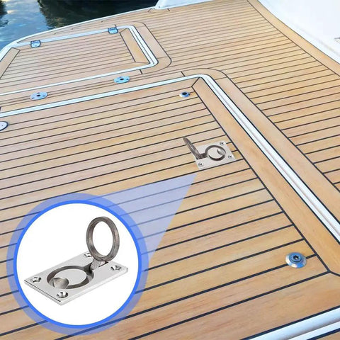 Flush Ring Pull Handle In Stainless Steel For Cabinets And Boats Hidden Recessed Square Lift Design Solid Marine Grade Deck Lid Door