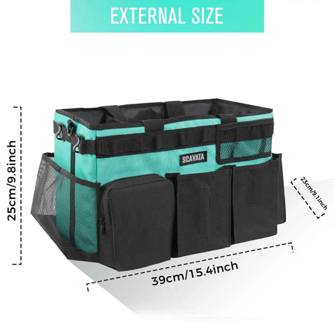 Wearable Cleaning Caddy Organizer With Handle And Adjustable Straps Large 15.4 X 9.8 X 9.1 Inch Lake Blue dimensions