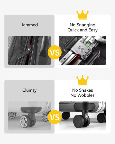 Comparison of Carry On Luggage With Spinner Wheels 8010S Aluminum Frame Zipperless Polycarbonate Hard Shell Suitcase features