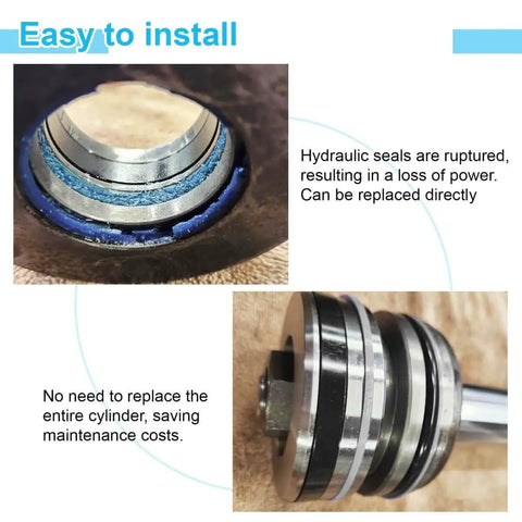Heavy Duty Pro Grade Hydraulic Log Splitter Cylinder Rebuild Seal Kit For 4.5 Inch Bore And 1.75 Inch Rod Cylinders Pack Of 11 Seals shown installed in cylinder.