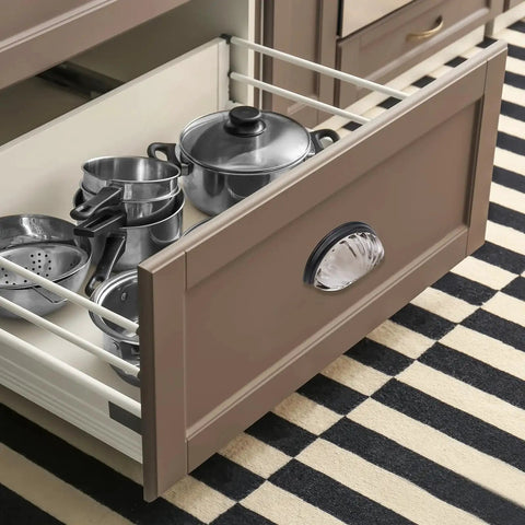 Three Inch Hole Centers Clear Glass Cabinet Cup Pulls With Scalloped Crystal Glass And Oil Rubbed Bronze Base on kitchen drawer