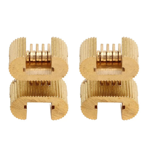 Hidden Copper Hinge Set Two Piece 180 Degree Heavy Duty Hinge For DIY Wood Projects displayed in close-up showing detailed design.