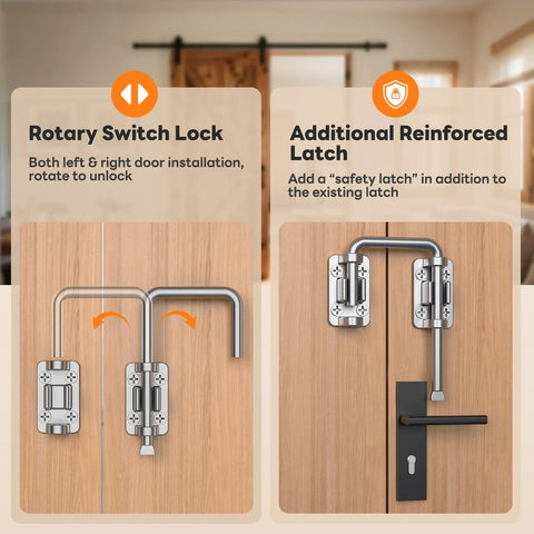 Beefy Heavy Duty 2.36 Inch Stainless Steel U Bolt Door Lock for Sliding Doors Barn Doors Windows Gates Sheds or Fences with 90 Degree and 180 Degree Install Rust Resistant Patio Latch in use