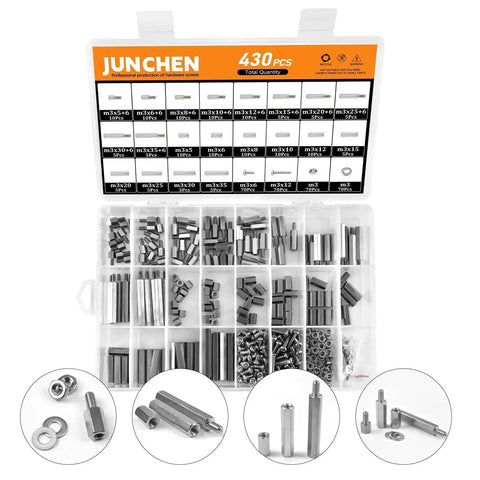 Ultimate Hex Spacers And Standoffs Hardware Kit With 430 Pcs Stainless Steel M3 Metric Bolts Nuts Washers in case
