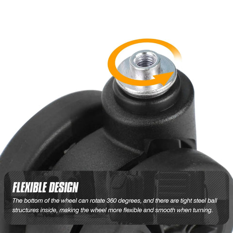 Universal Luggage Replacement Wheels With Brake System 360 Swivel For Travel Suitcases Silent 55mm Wheels With 25mm Axle Diameter close-up